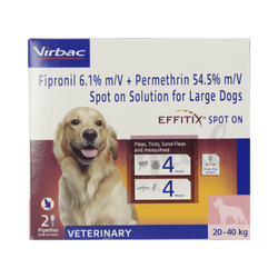 Virbac Effitix Spot-On for Dogs 20 to 40kg, 4ml Pipette - Animeal