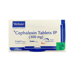Virbac Lixen 300 Cefalexin Tablets for Dogs and Cats, 7 Tablets - Animeal