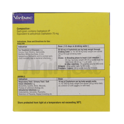 Virbac Lixen Cefalexin Powder for Birds and Poultry, 20g - Animeal