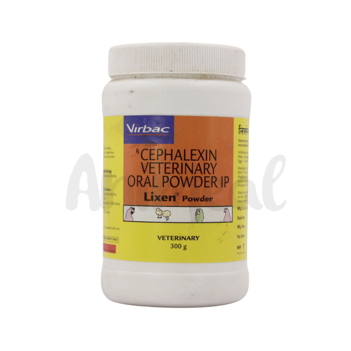 Virbac Lixen Cefalexin Powder for Birds and Poultry, 300g - Animeal