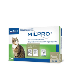 Virbac Milpro Tablet Big Cat (2kg+) for Cats, 2 Tablets - Animeal