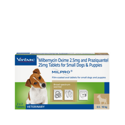 Virbac Milpro Tablet Small Dog 0.5 to 10kg for Dogs, 2 Tablets - Animeal