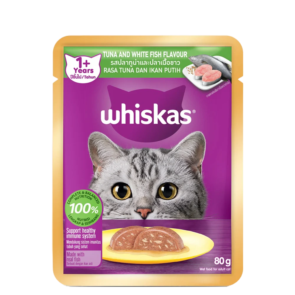 WHISKAS ADULT TUNA & WHITE FISH GRAVY [80 GM] - Animeal