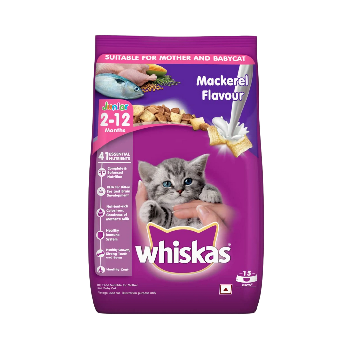WHISKAS JUNIOR MACKERAL DRY FOOD [3 KG] - Animeal
