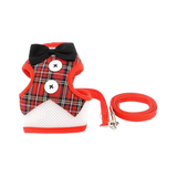 WW TOYBREED TUXIDO HARNESS WITH LEASH RED CHECKS (S)