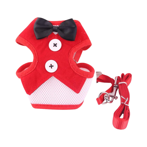 WW TOYBREED TUXIDO HARNESS WITH LEASH RED (L) - Animeal