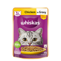 Whiskas Adult Chicken in Gravy Wet Cat Food, 80g - Animeal