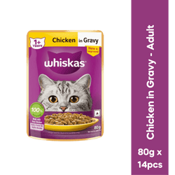 Whiskas Adult Chicken in Gravy Wet Cat Food, 80g - Animeal