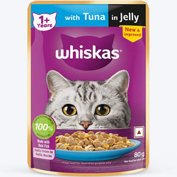 Whiskas Adult Tuna in Gravy Wet Cat Food, 80g - Animeal