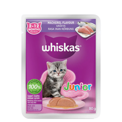 Whiskas Junior Mackerel in Gravy Wet Cat Food, 80g - Animeal