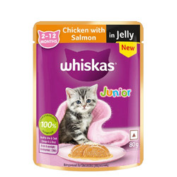 Whiskas Kitten Chicken and Salmon in Gravy Wet Cat Food, 80g - Animeal