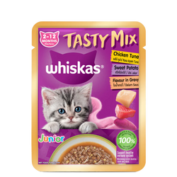 Whiskas Tasty Mix Kitten Chicken with Sweet Potato in Gravy, 70g - Animeal