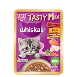 Whiskas Tasty Mix Kitten Seafood Cocktail with Carrot in Gravy, 85g - Animeal