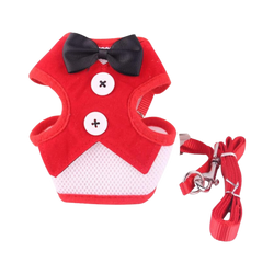 Whoof Whoof Toy Breed Tuxedo Harness with Leash, Red, Small - Animeal
