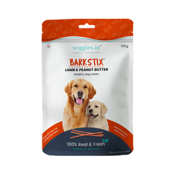 Wiggles Barkstix Lamb and Peanut Butter Treats Dog Treats, 100g - Animeal