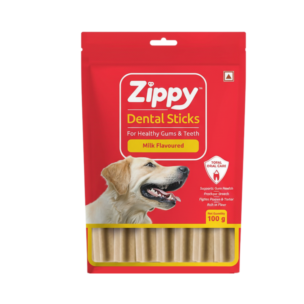 Zippy Dental Stick Milk Flavour Dog Treats, 100g - Animeal
