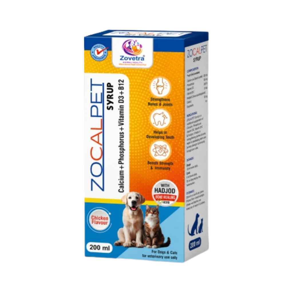Zovetra Zocalpet Calcium Syrup for Dogs and Cats, 200ml - Animeal