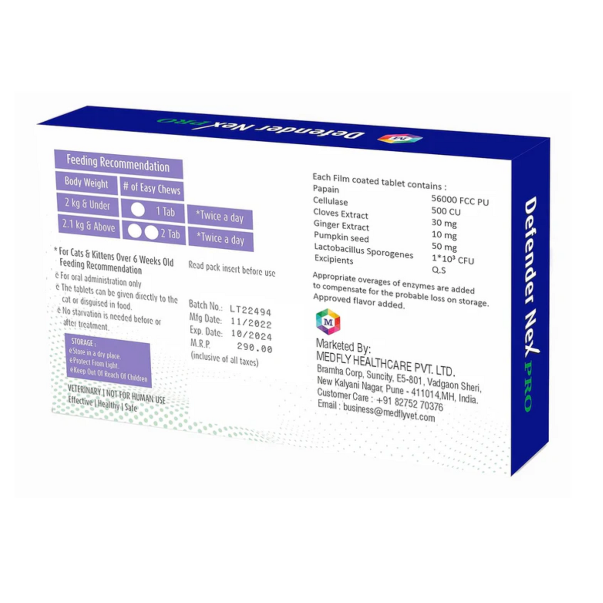 Defender Nex Pro Natural Dewormer for cat of All Life Stages (10 Tablets) Pack of 1
