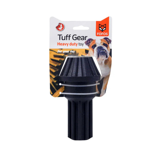 Black dog toy with 'Tuff Gear' packaging on a white background